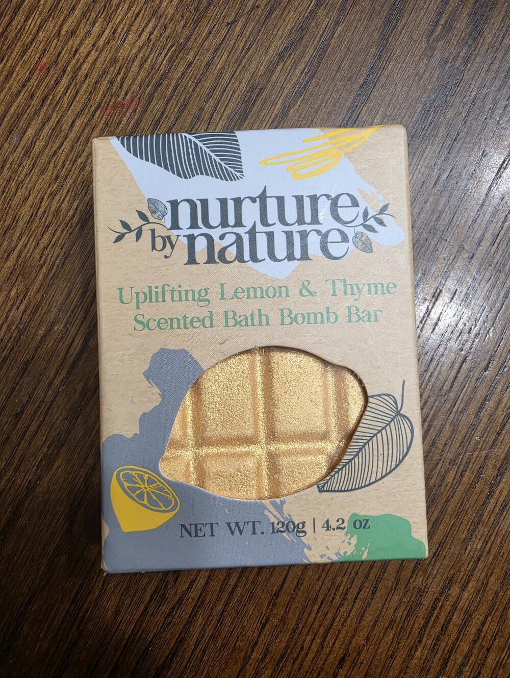 Nurture by Nature Uplifting Lemon & Thyme Bath Bomb Bar Cruelty-Free 4.2 oz